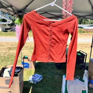 Rue21 orange Long Sleeve Crop Blouse